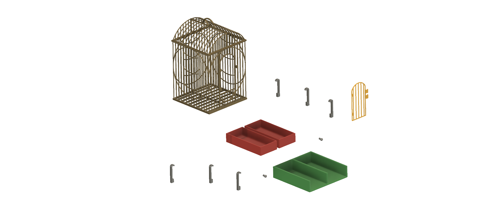 STL file House Style Economy bird cage for finches, canaries, parakeets ...